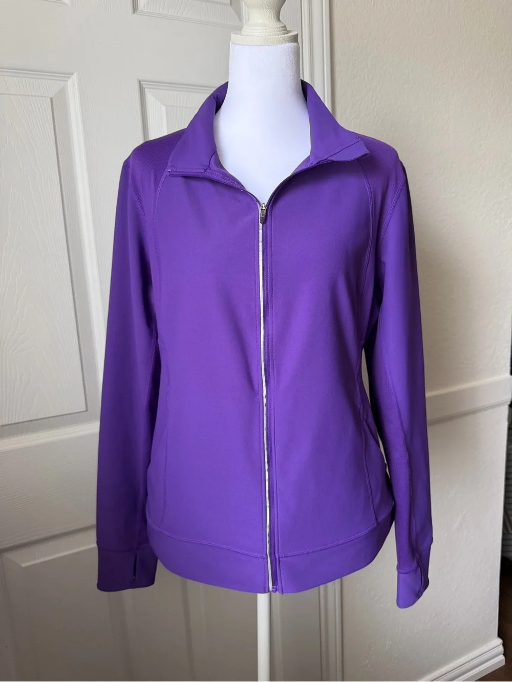 ⁠Lucy Tech Full Zip Track Jacket Purple Size L Athletic Running Yoga Thumbholes⁠